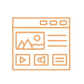 Illustratie van een webpagina met verschillende secties, waaronder afbeeldingen, video en tekstindelingen, die de kern van webdesign vertegenwoordigt.