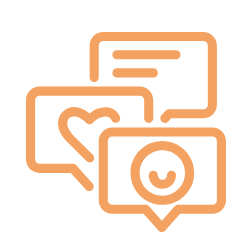 Iconen van sociale media interactie, zoals berichten, hartjes en opmerkingen.